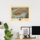 マンハッタン, NYパノラママップ – 1879 ポスター (ホームオフィス)