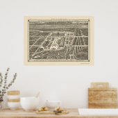 マンハッタン， NYパノラママップ – 1883 ポスター (キッチン)