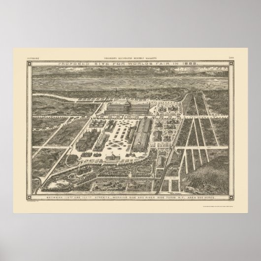 マンハッタン， NYパノラママップ – 1883 ポスター (正面)