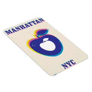 マンハッタンNYCビンテージ 'ビッグアップル' 旅行ポスター マグネット