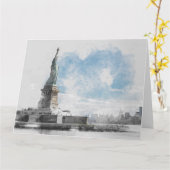 マンハッタンNyc自由像 カード (黄色い花)