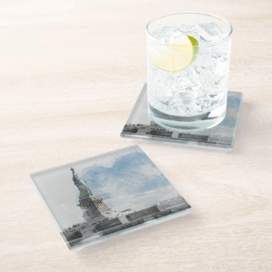 マンハッタンNyc自由像 ガラスコースター (アングル)