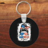 マンパン愛国的なメッシーシャツすべてのアメリカのママ4th キーホルダー (正面)