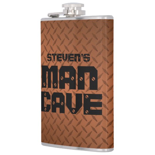 マンパーソナライズされたケーブフラスコ – 銅ダイヤモンドプレート フラスク (左)