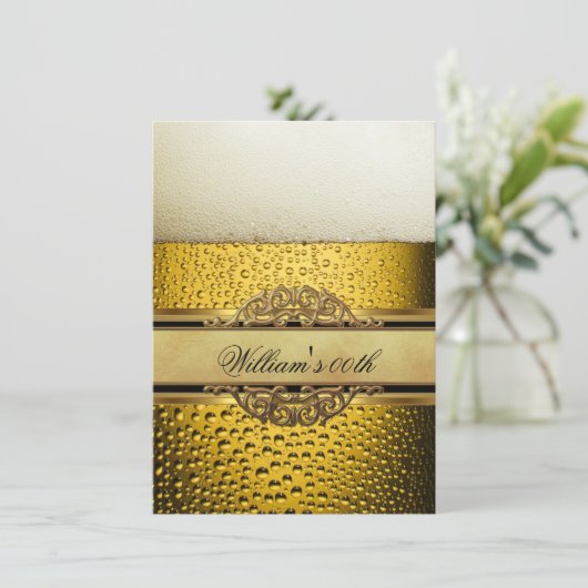 マンビールブラック金ゴールド誕生日パーティオールエイジ 招待状 (スタンド正面)