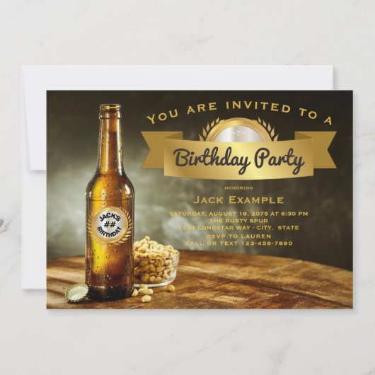 マンビール任意の数の誕生日パーティー 招待状 (正面)