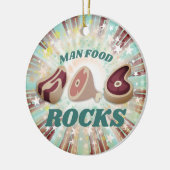 マンフードステーキ肉豚肉のクリスマスパーソナライズされた セラミックオーナメント (左)