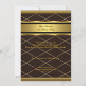マンブラウンエレガント金ゴールド誕生日パーティーメンズ 招待状 (裏面)