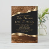 マンブラウンブラック金ゴールドアゲテバースデーパーティー 招待状 (スタンド正面)