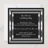 マンブラックエレガントシルバーバースデーパーティーメンズ 招待状 (裏面)