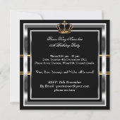 マンブラックエレガントシルバー誕生日プリンスキング 招待状 (裏面)