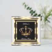 マンブラックシルバーホワイト金ゴールド誕生日プリンスキング 招待状 (スタンド正面)