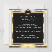 マンブラックシルバーホワイト金ゴールド誕生日プリンスキング 招待状 (裏面)