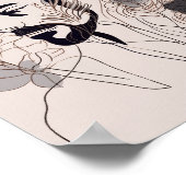 マンブラックラインアートフラワーボホスタイル ポスター (角)