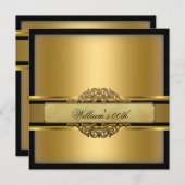 マンブラック金ゴールド誕生日パーティー 招待状 (正面/裏面)