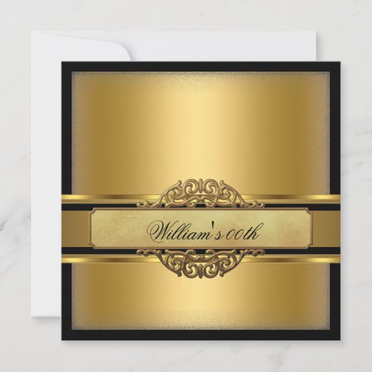 マンブラック金ゴールド誕生日パーティー 招待状 (正面)