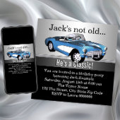 マンブルーアンティークカーバースデーパーティー 招待状