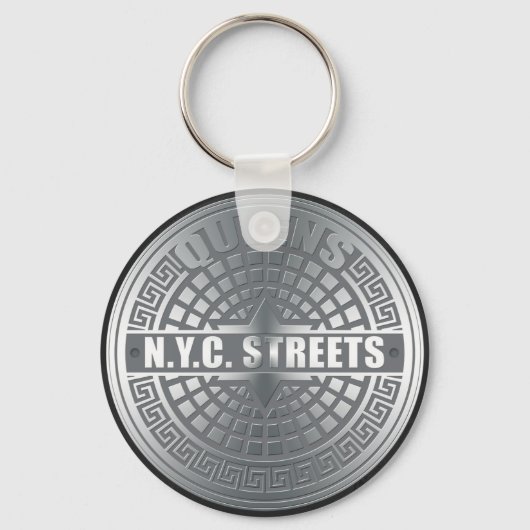 マンホールがクイーンズを覆う キーホルダー (正面)