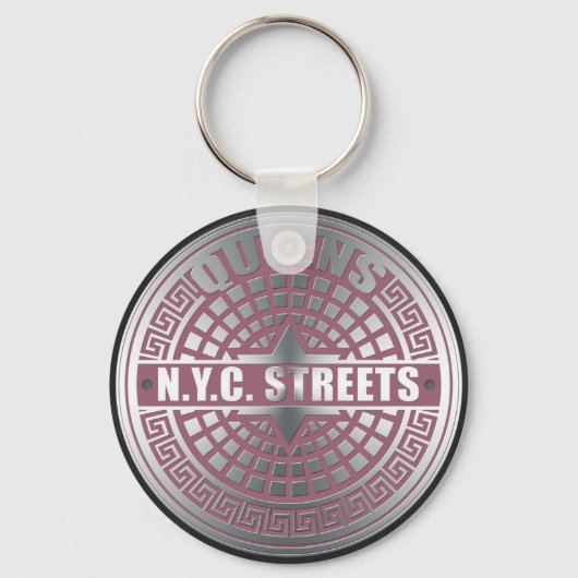 マンホールがクイーンズを覆う キーホルダー (正面)