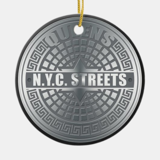 マンホールがクイーンズを覆う セラミックオーナメント (正面)