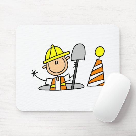 マンホールのマウスパッドの建設作業員 マウスパッド (マウス)