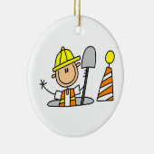 マンホールのTシャツおよびギフトの建設作業員 セラミックオーナメント (右)
