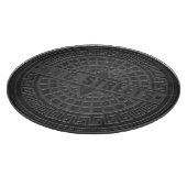 マンホールは黒い大理石を覆う カッティングボード (角)