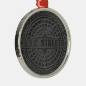 マンホールは黒い大理石を覆う メタルオーナメント (右)