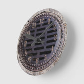 マンホール蓋及び敷石時計 ラウンド壁時計 (傾斜)