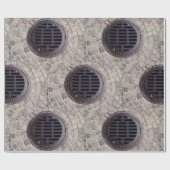 マンホール蓋及び石畳の道路 ラッピングペーパー (フラット)