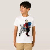 マンボーイオートバイライダーバイクもしくは自転車に乗る人アート Tシャツ (正面フル)