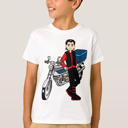 マンボーイオートバイライダーバイクもしくは自転車に乗る人アート Tシャツ (正面)