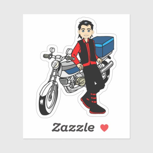 マンボーイオートバイライダーバイクもしくは自転車に乗る人漫画アート シール (シート)