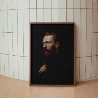 マンポートレート絵画ズヴィンテージ油ダークムーディ ポスター