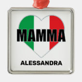 マンマイタリアンフラグハートマパーソナライズされたマギフト メタルオーナメント (正面)