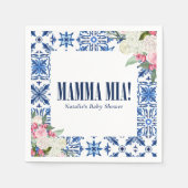 マンマイタリアンミアブルーフローラ スタンダードカクテルナプキン (正面)