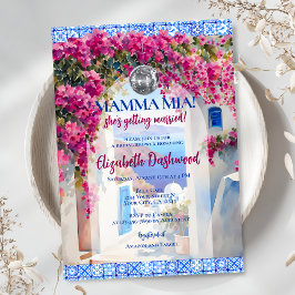 マンマミアギリシャタイルディスコボールブライダルシャワー 招待状