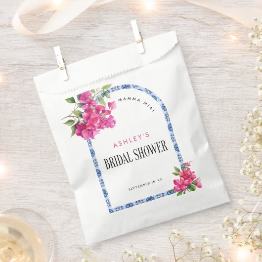 マンマミアフローラブルータイルブライダルシャワー フェイバーバッグ (クリップ留めされた状態)