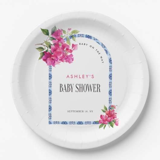マンマミアフローラ地中海のイタリアンベビーシャワー ペーパープレート (正面)