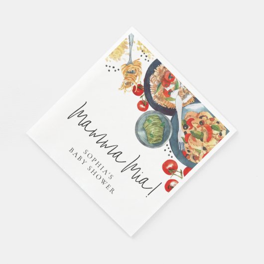 マンマミア！水彩食品イタリアン赤ちゃんシャワー スタンダードランチョンナプキン (角)