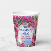 マンマ・ミア ギリシャ ブルー タイル ピンクの花 ディスコボール 紙コップ (裏面)