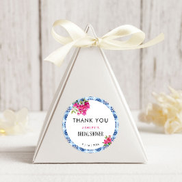 マンマ・ミア フローラル ブルー タイル アーチ ブライダル シャワー ラウンドシール