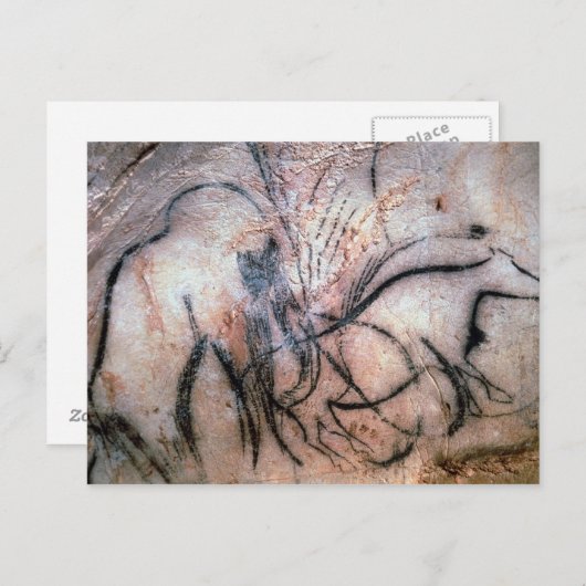 マンモスと牛をCから描いた絵画 ポストカード (正面/裏面)