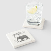 マンモスの有史以前の象および骨組 ストーンコースター (横)