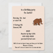 マンモスの誕生会 招待状 (裏面)