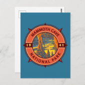 マンモスケーブナショナルパークレトロコンパスエンブレム ポストカード (正面/裏面)