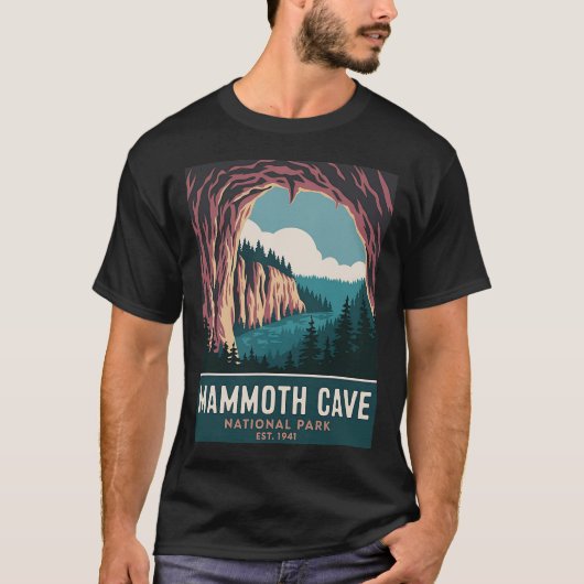 マンモスケーブ国立公園 ヴィンテージ キャンプ ハイキング  Tシャツ (正面)