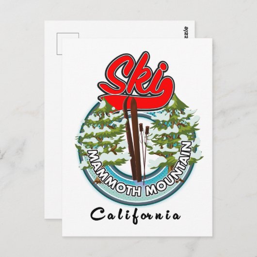 マンモスマウンテンカリフォルニアスキーロゴ ポストカード (正面/裏面)