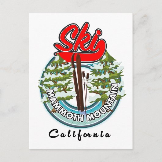マンモスマウンテンカリフォルニアスキーロゴ ポストカード (正面)