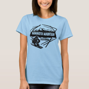マンモスマウンテンレディーススキーロゴアートブラックティー Tシャツ